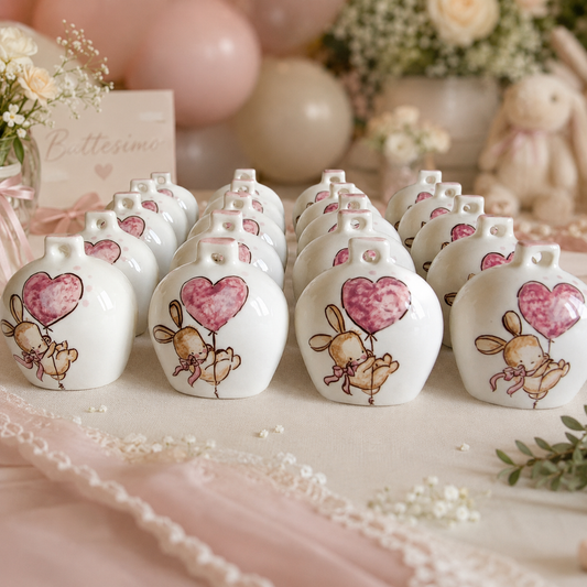 Campanelle Capri portafortuna in ceramica decorate a mano disponibili nei colori rosa e blu..