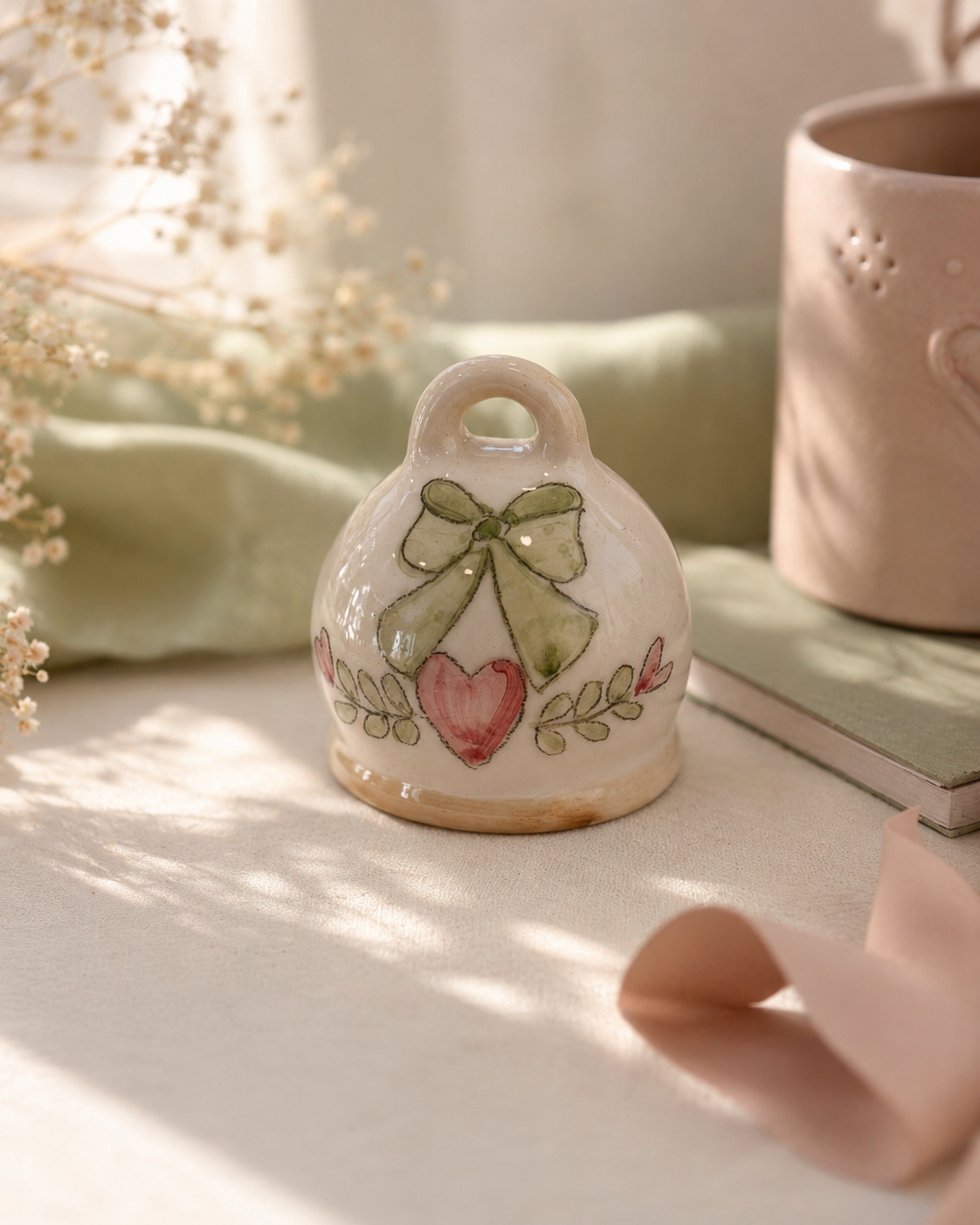La Campanella Capri accompagna con discrezione i momenti più belli. Decorata con fiocco verde e cuore rosa, è una proposta raffinata per matrimoni, battesimi, comunioni, anniversari o come piccolo pensiero da donare. Ogni pezzo viene realizzato e decorato singolarmente, con la cura che contraddistingue le creazioni di Cose di Mya.