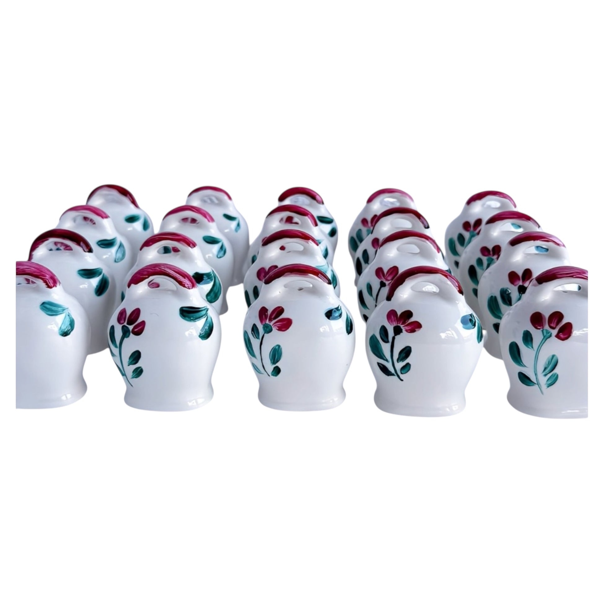 Campanella in ceramica smaltata dipinta a mano con tulipani colorati – bomboniera artigianale mini