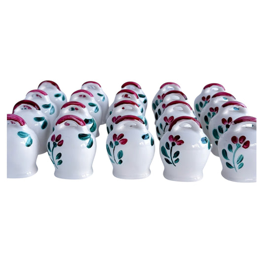 Campanella in ceramica smaltata dipinta a mano con tulipani colorati – bomboniera artigianale mini