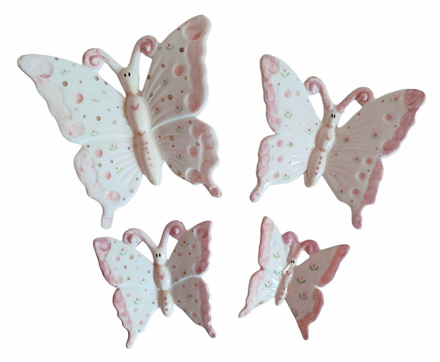 Set di 4 Farfalle in Ceramica Fatto a Mano – Decorazione da Parete o Giardino